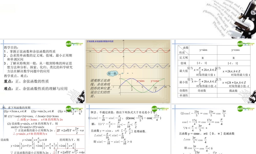高中数学 142正弦函数、余弦函数的性质精品课件 新人教A版必修4 课件