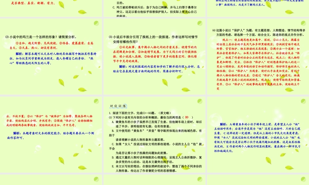 高考语文一轮复习 小说阅读变式探究课件