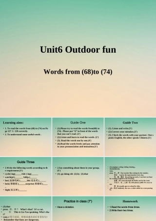 江苏省连云港市东海县七年级英语下册 Unit 6 Outdoor fun Wordlist 1课件 (新版)牛津版 课件