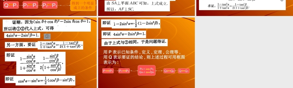 高中数学直接证明与间接证明--综合法和分析法课件苏教版选修2-2 课件