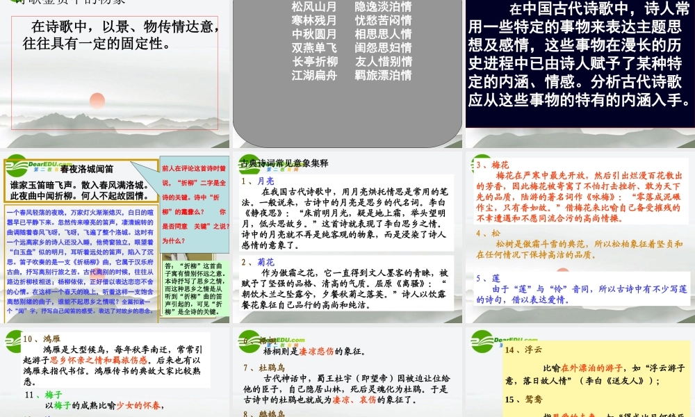 高考语文 诗歌鉴赏之如何鉴赏诗歌的形象课件