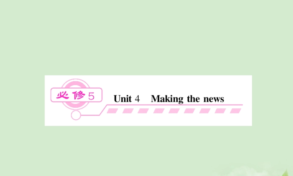 湖北省高考英语一轮复习基础知识课件 Unit 4 Making the news 新人教版必修5 课件
