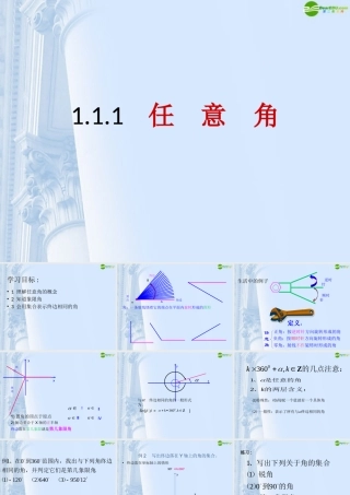 高中数学(任意角)课件7 新人教A版必修4 课件