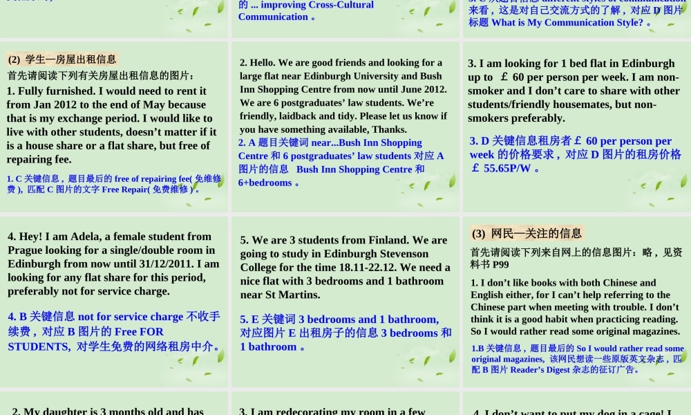 高考英语 专题解析信息匹配 高度仿真练析课件