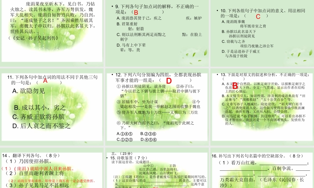 高中语文 第一专题(向青春举杯)课件1 苏教版必修1 课件