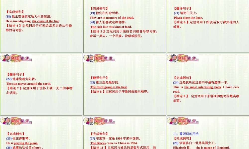 福建省高考英语一轮总复习 part2 第1讲 冠词课件 新人教版 课件