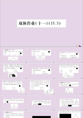 秋八年级数学上册 双休作业(十一)习题课件 (新版)沪科版 课件