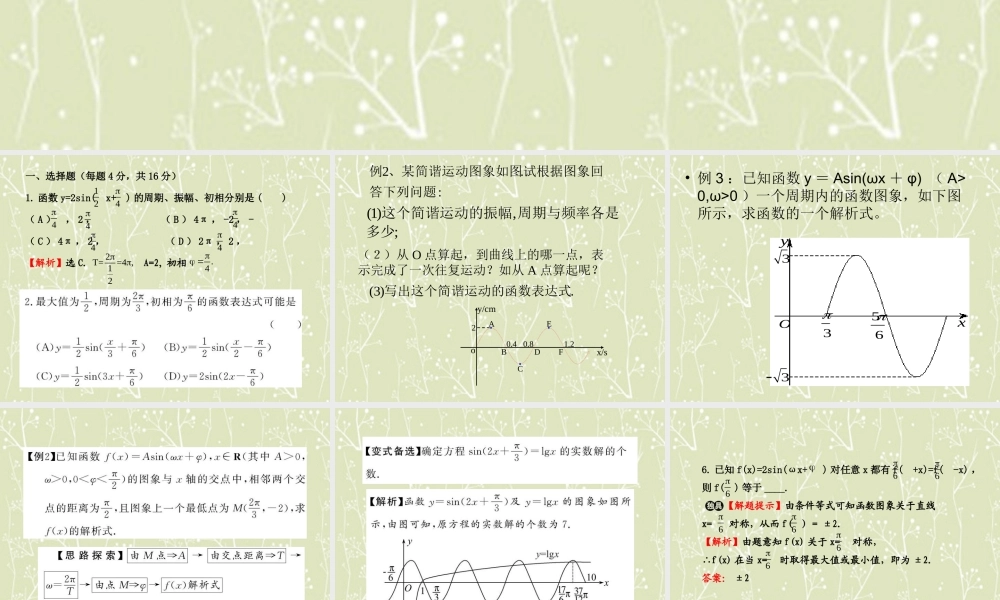 高中数学 函数y=Asinwxφ的图象3课件 新人教A版必修1 课件