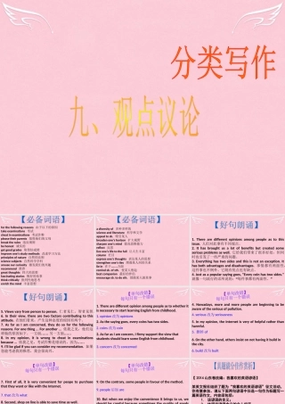 高三英语二轮复习 第二篇 分类写作9 观点议论课件