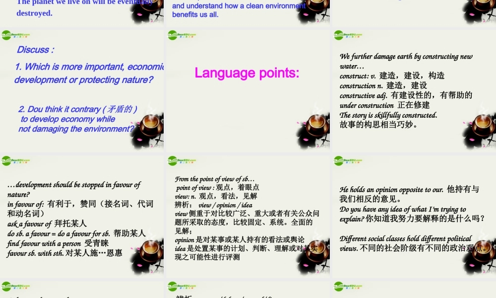 高中英语 Unit3(Science versus nature)Project课件2 牛津译林版必修5 课件