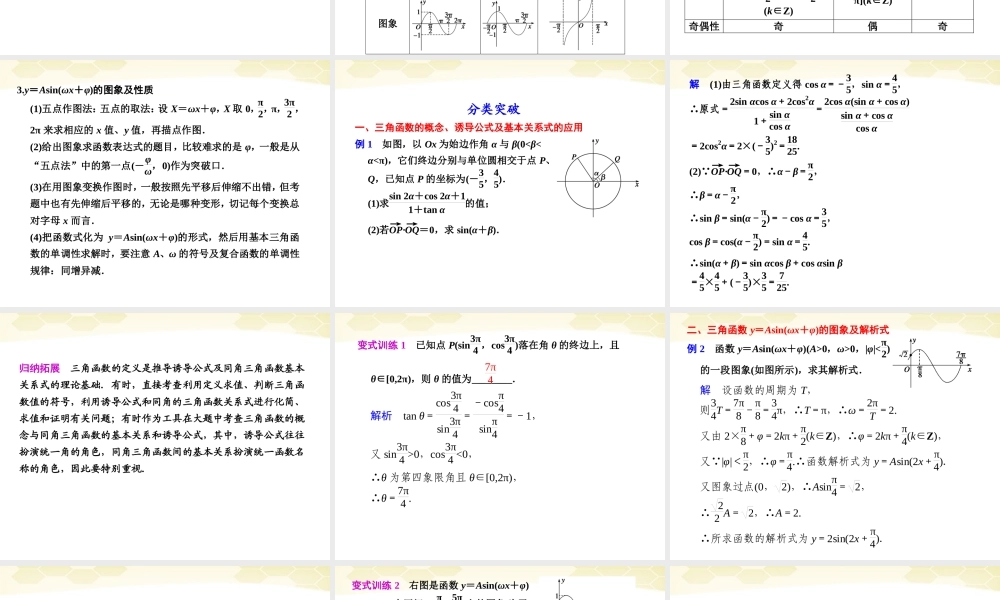 高考数学考前专题复习篇 主题三 三角函数、三角变换、解三角形与平面向量 三角函数的图像与性质3-1 课件