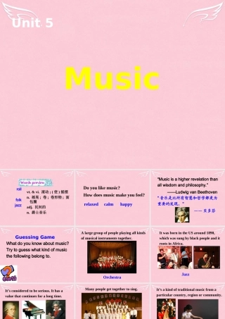 高中英语 Unit 5 Music P1 Warming课件 新人教版必修2 课件