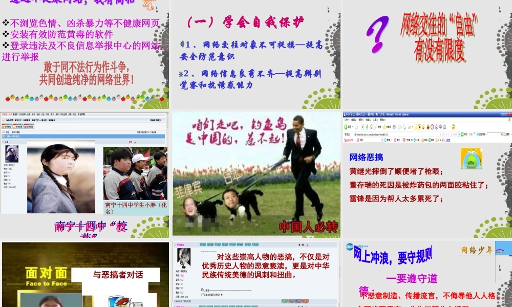 秋八年级政治上册 第六课 第二框 享受健康的网络交往课件 新人教版 课件