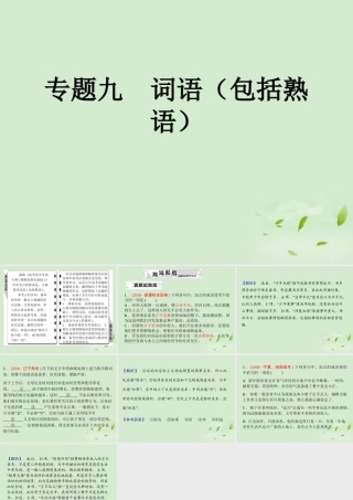 高考语文总复习 专题九 词语(包括熟语)精品课件练习课件 新人教版 课件