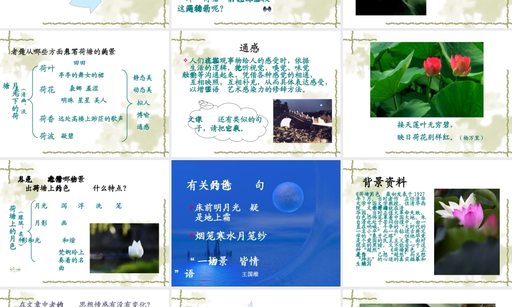 粤教版必修一高一语文荷塘月色 课件