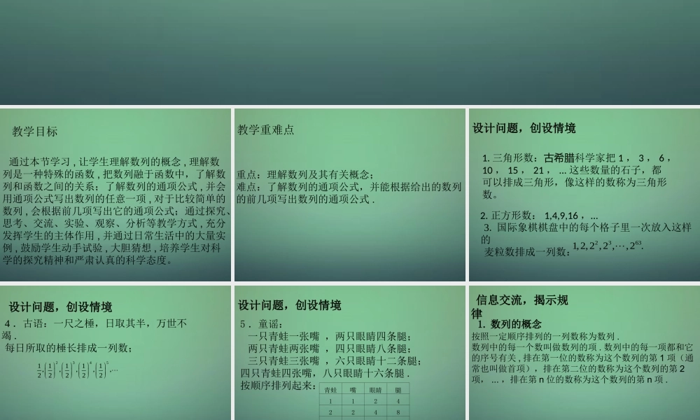 高中数学 2.1数列的概念与简单表示法(第1课时)课件1 新人教A版必修5 课件