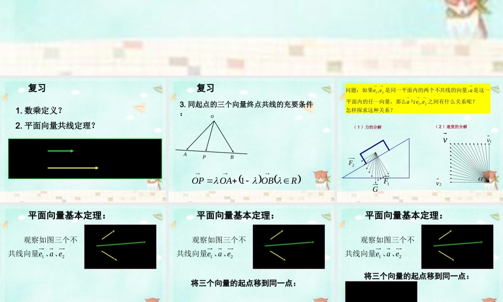 高中数学 2.3.1平面向量基本定理课件 新人教A版必修4 课件