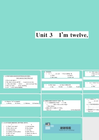 语上册 Starter Module 2 My English lesson Unit 3 I m twelve作业课件 (新版)外研版 课件