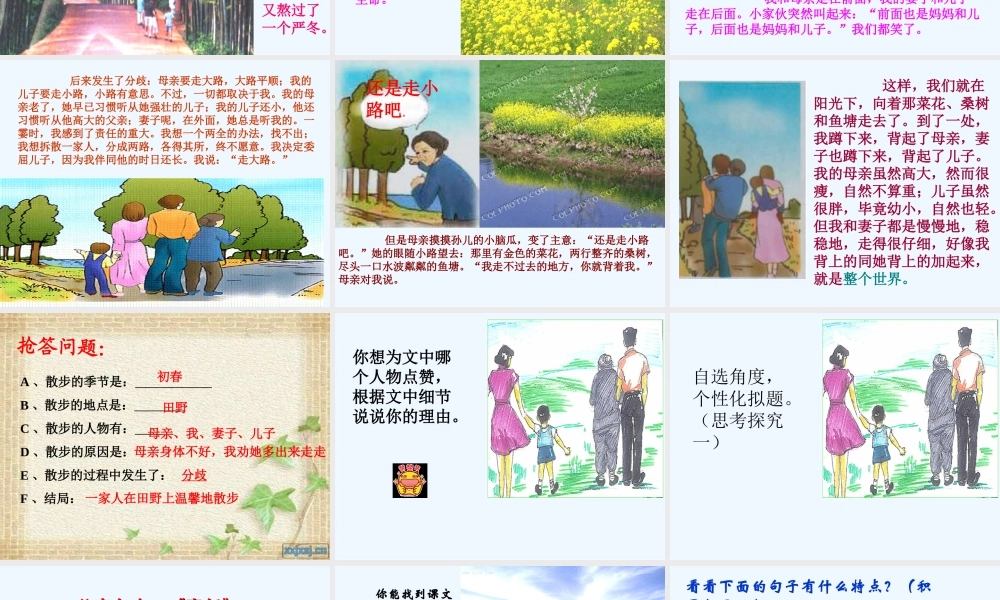 (部编)初中语文人教2011课标版七年级上册第二单元-散步