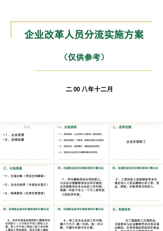 企业改革人员分流实施方案