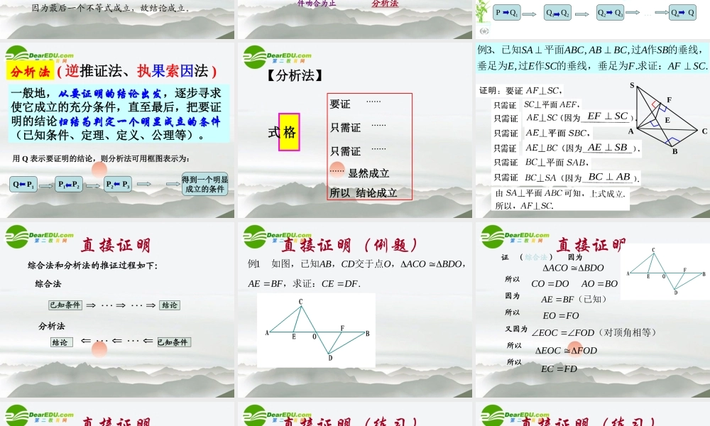 高中数学 22(直接证明与间接证明)课件 新人教A版选修1-2 课件