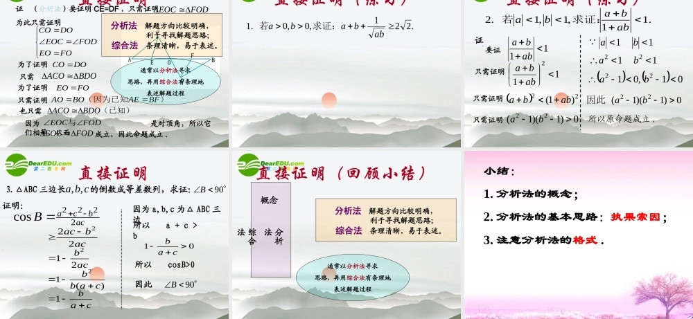 高中数学 22(直接证明与间接证明)课件 新人教A版选修1-2 课件