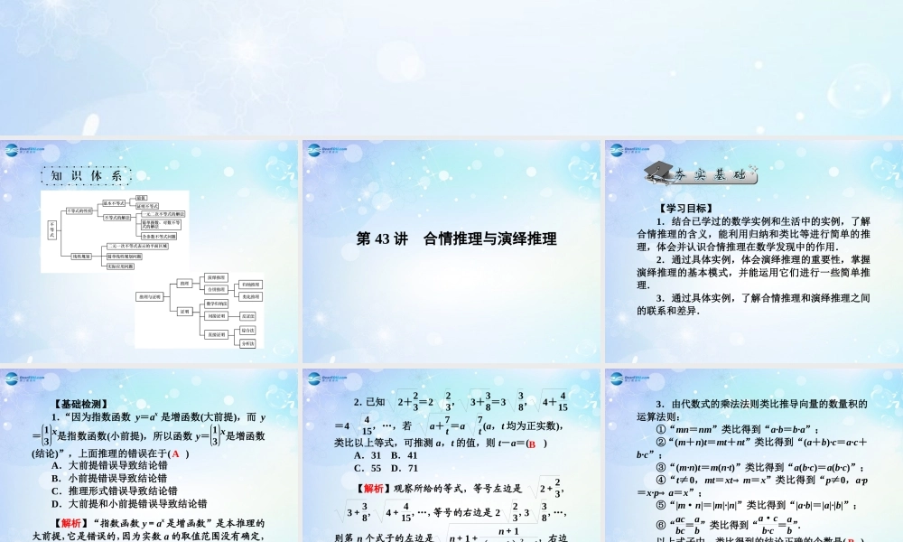 高考数学一轮总复习 6.43 合情推理与演绎推理课件 理 课件