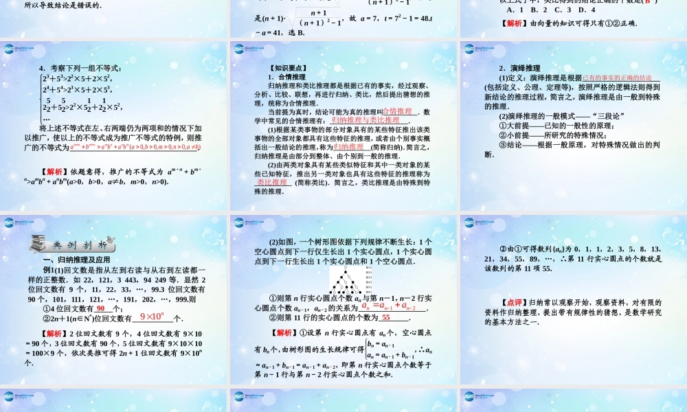 高考数学一轮总复习 6.43 合情推理与演绎推理课件 理 课件