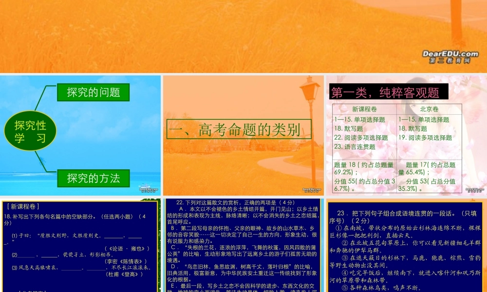 高考语文考点分析课件 探究式学习 课件