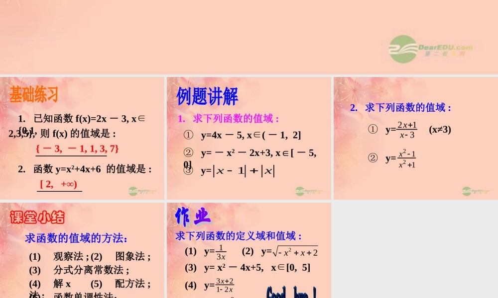 高一数学 26求函数的值域课件(一) 课件