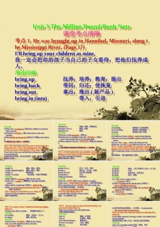 高考英语一轮复习 Unit-3 The Million Pound Bank Note课件 新人教版必修3 课件