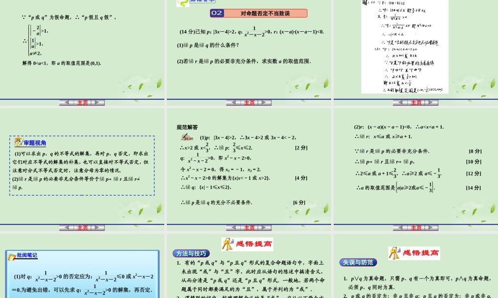 高考数学一轮复习讲义 第一章 1.4 集合与常用逻辑用语的综合应用课件
