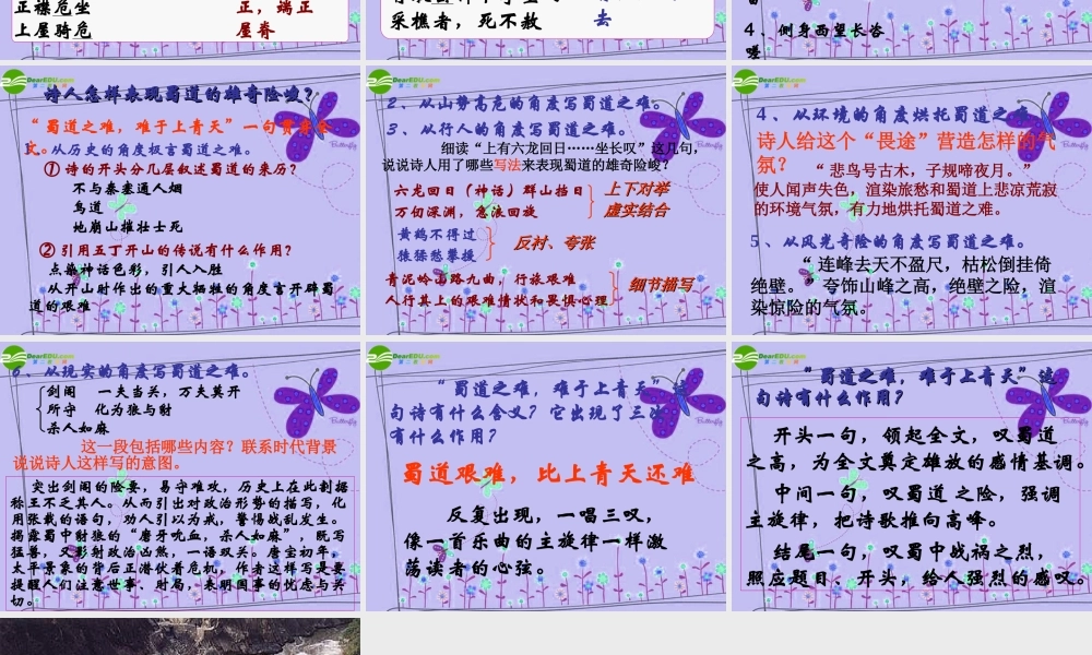 高中语文 (蜀道难)课件(2) 语文版必修2 课件