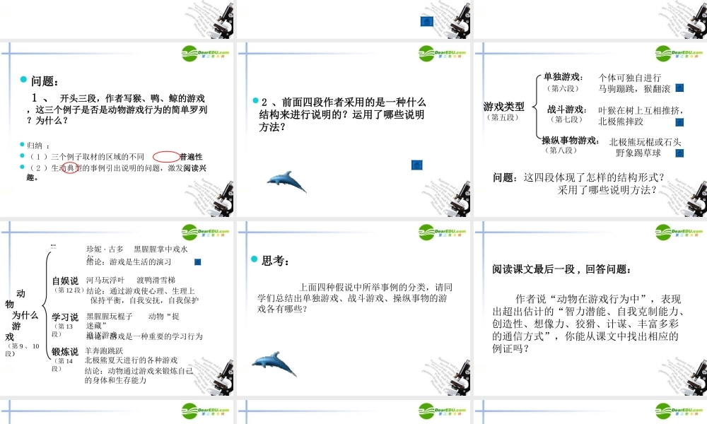 高中语文(动物游戏之谜)课件4 新人教版必修3 课件