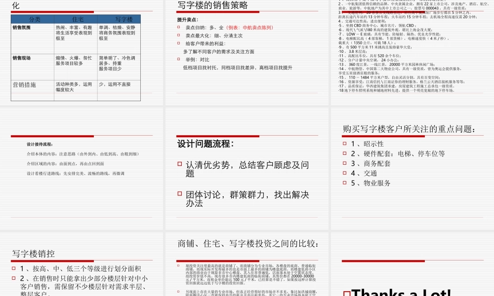 写字楼销售的入门培训：写字楼销售员培训讲义