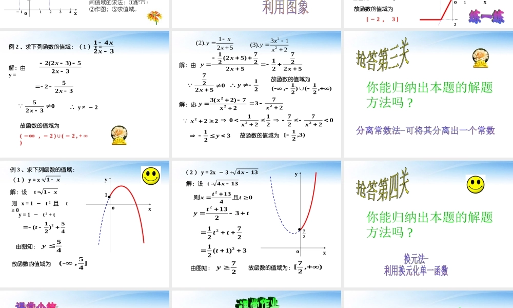 高中数学教师竞赛作品(函数的值域)自制课件 苏教版必修1 课件