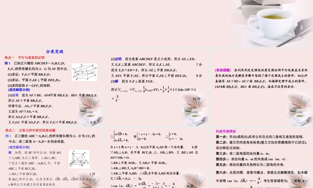 高考数学 专题九第3讲 2立体几何复习课件 理 课件