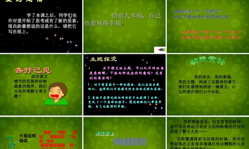 浙江省宁波市慈城中学七年级语文上册 29 盲孩子和他的影子课件 (新版)新人教版