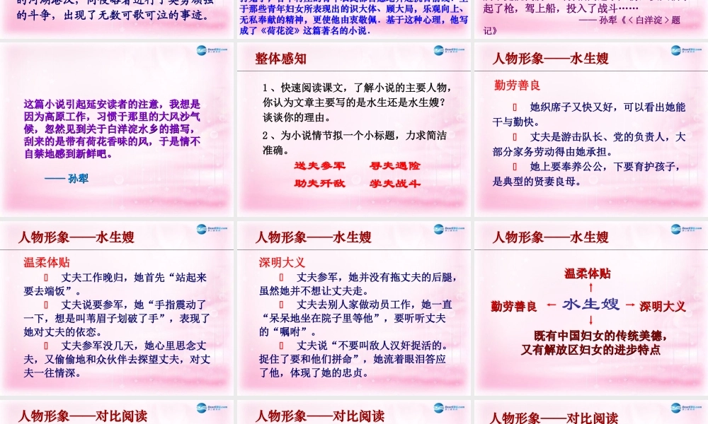 高中语文 第12课(荷花淀)课件 粤教版必修3 课件