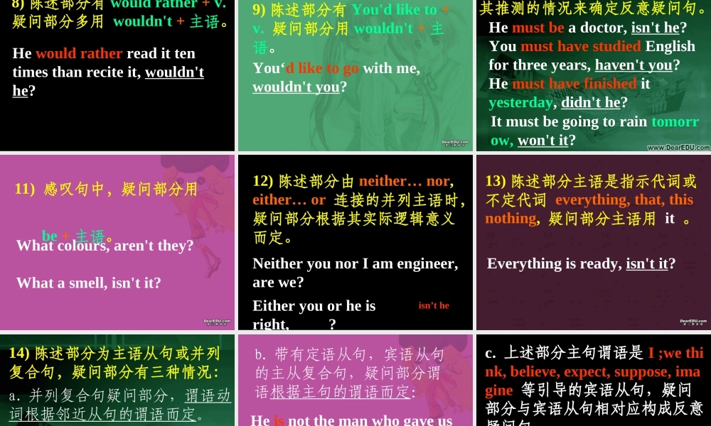 高中英语语法 反义疑问句 新课标 课件