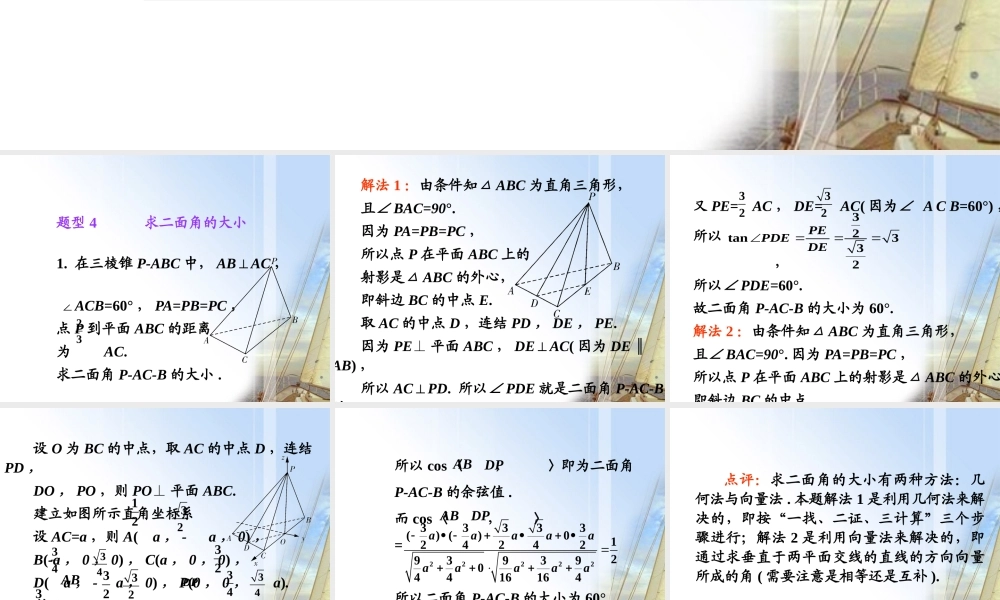 高考数学第1轮总复习 全国统编教材 9.7直线和平面所成的角与二面角(第2课时)课件 理 课件