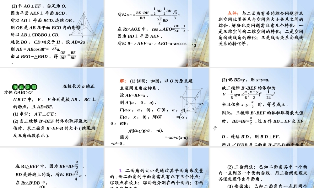 高考数学第1轮总复习 全国统编教材 9.7直线和平面所成的角与二面角(第2课时)课件 理 课件