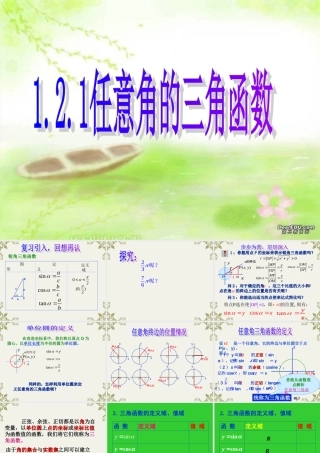 高中数学任意角的三角函数 课件 新人教A版必修4 课件