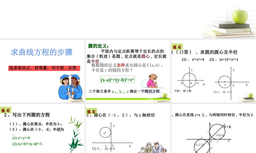 高中数学231圆的标准方程课件三 新人教B版必修2 课件