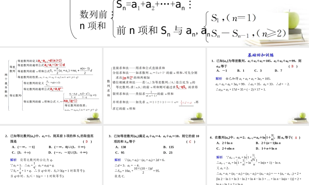 高考数学复习 专题十第4讲 数列课件 理 课件