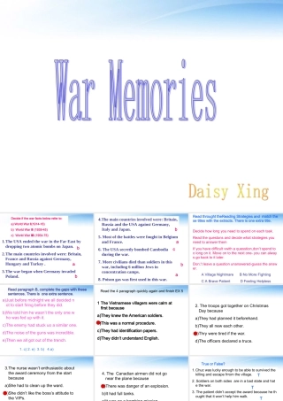 高中英语 Unit 23 Conflict Lesson 1 War Memories 课件3 北师大版选修8 课件