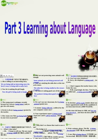 高中英语 Unit 4 Wildlife pretectionPart 3 Learning about Language课件 新人教版必修2 课件