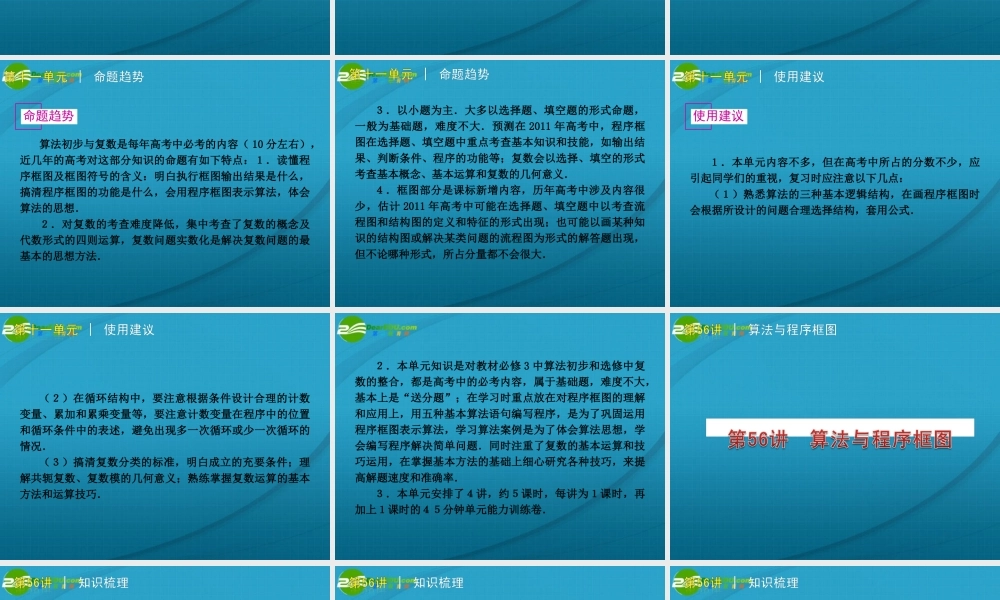 高考数学 算法初步与复数(文)课件 北师大版 课件