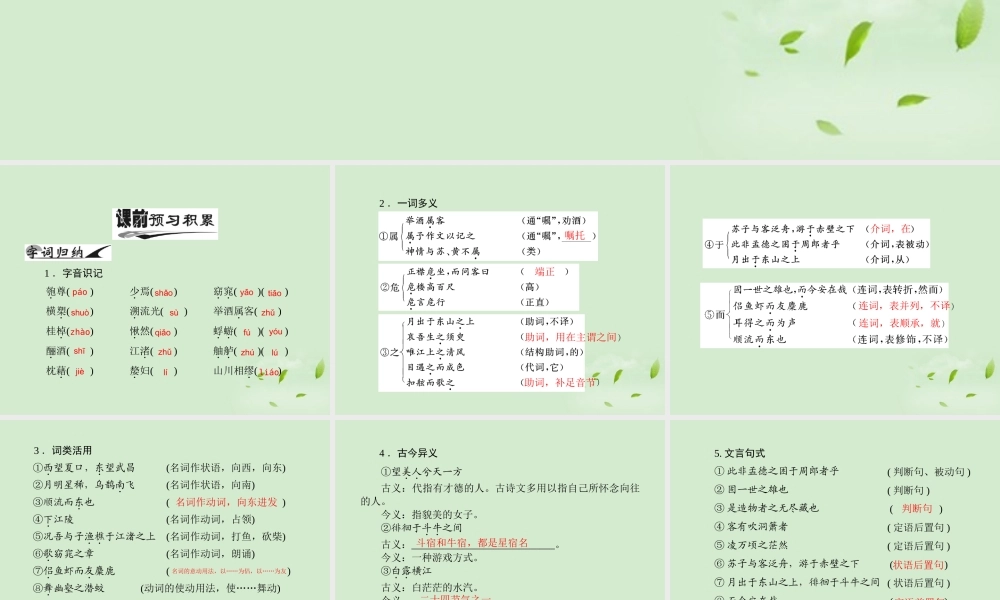 高中语文 15 赤壁赋课件 粤教版必修2 课件