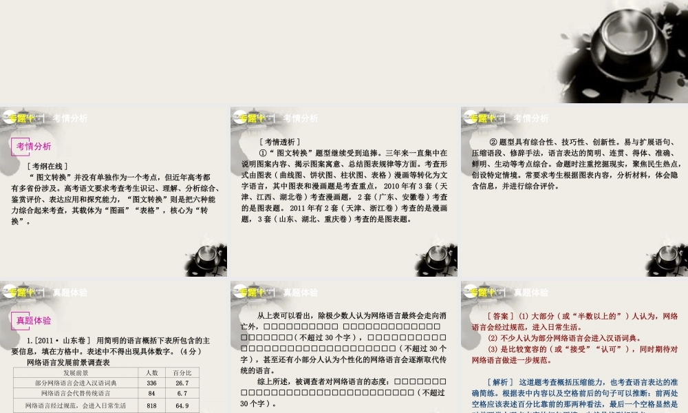高考语文一轮复习 第1部分专题10 图文转换课件 新人教版 课件